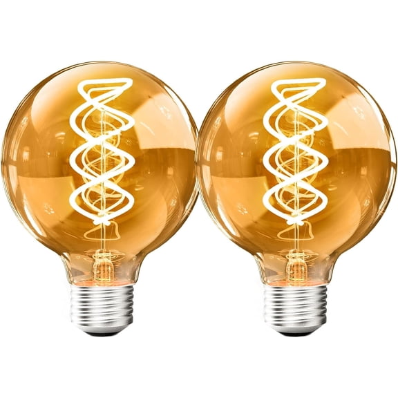 Indmird 2 pack G80 Vintage Edison Light Bulbs Dimmable 4W (40W Equivalent) Led Filament Bulbs Warm 2700K E27 Decorative Globe Amber Glass Light Bulbs for Home Yard