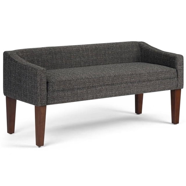 Simpli Home Parris 50 in. W Contemporary Upholstered Fabric Bench in Dark Gray