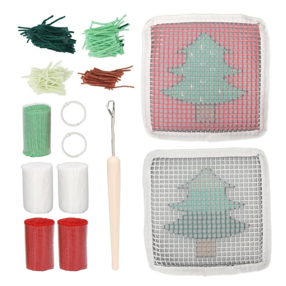 Latch Hook Kit, 14cm Latch Hook Rug Comfortable Touch Colorful Cute Simple To Use Christmas Tree Pattern For DIY