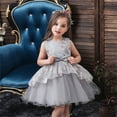 thumbnail image 2 of Toddler Girls Dress Formal Kids Spring Summer Tulle Cotton Sleeveless Princess Dresses For Girls Fancy Dress Grey 2-3 Years, 2 of 5