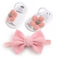 thumbnail image 6 of GYRATEDREAM Baby Girl Barefoot Flower Sandals & Headbands Set Cotton Flower Baby Sandals 0-18 Months, 6 of 7