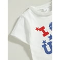 thumbnail image 6 of Bagilaanoe 4th of July Clothes for Toddler Baby Girls Short Sleeve Heart Letter Print T-Shirts Tops + Flare Trousers 12M 18M 24M 3T 4T 5T Kids Independence Day Outfits 2pcs Long Pants Set, 6 of 8