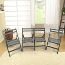 Set of 4 Folding Slatted Wood Chairs - Gray Outdoor & Indoor Folding Chairs
