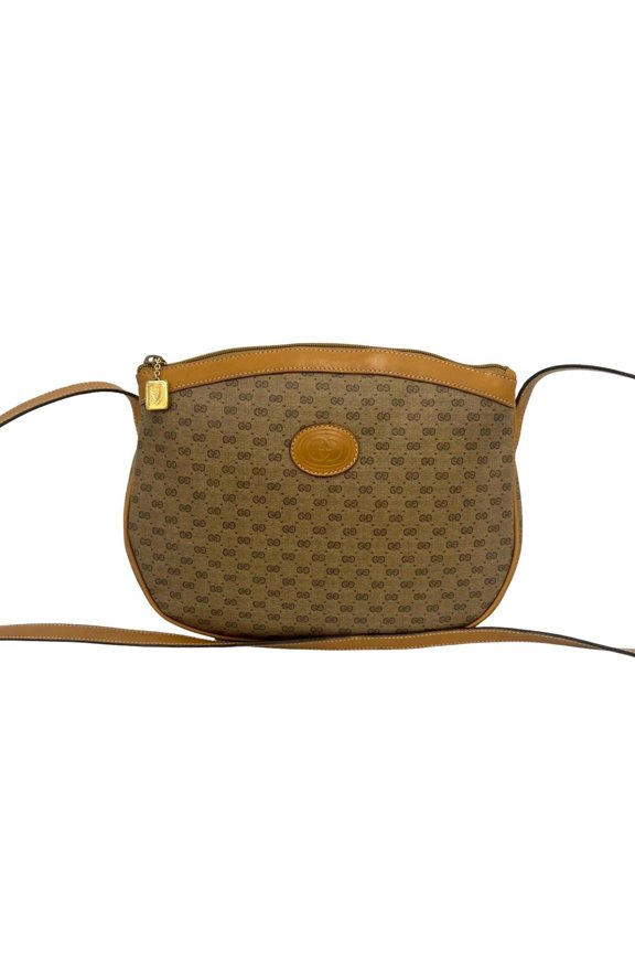 Pre-Owned GUCCI Vintage Micro GG Logo Leather Shoulder Bag/Pouch, Brown, K85-3