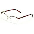 thumbnail image 3 of Premium Women's Round Half Rim Optical Frame Reading Glasses - Clear Lens Metal Eyeglasses Readers /w Case, 3 of 5