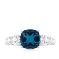 thumbnail image 4 of Rosec Jewels 3.25 CT Cushion Cut London Blue Topaz Solitaire Ring with Side Stone Moissanite, 10K White Gold, US 12.50, 4 of 8