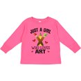 thumbnail image 3 of Inktastic Artist Just a Girl Who Loves Art Girls Long Sleeve Toddler T-Shirt, 3 of 5