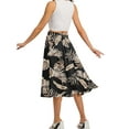 thumbnail image 2 of JWD Women's Skirts Flowy Maxi Skirt Summer Long Midi Length Casual Skirt Elegant Cool Dress with Pockets Black Palm Leaf 2XL, 2 of 10