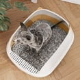 thumbnail image 6 of Cat Potty Toilet Pan Durable Semi Enclosed Sandbox Portable Pet Litter Tray Cat Bedpan for Travel Kitten Pet Supplies Rabbit Pink L, 6 of 8