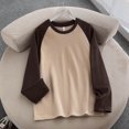 thumbnail image 2 of Women's Color Block Sweatshirts Dressy Crewneck Long Sleeve Pullover Boyfriend Style Tops Casual Fall Outfits Coffee XL, 2 of 5