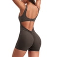 thumbnail image 2 of Qeaghou Workout Jumpsuits for Women Tummy Control One Piece Jumpsuit Summer Sleeveless Short Bodycon Rompers Backless Yoga Workout Bodysuits, 2 of 7