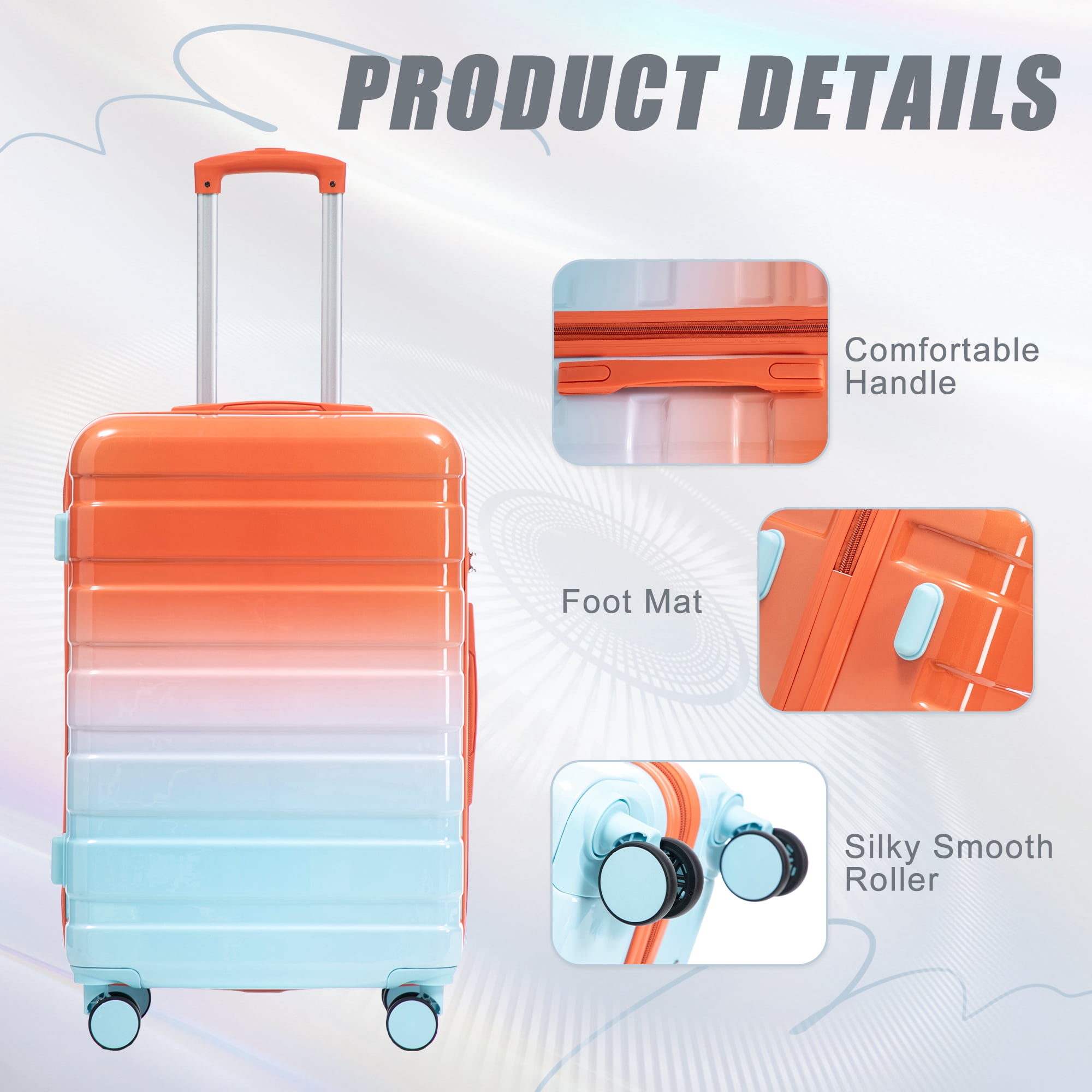 Luggage Set 3 Piece,PC Lightweight Hardside Suitcases with TSA Lock,Carry on luggage with Wheels