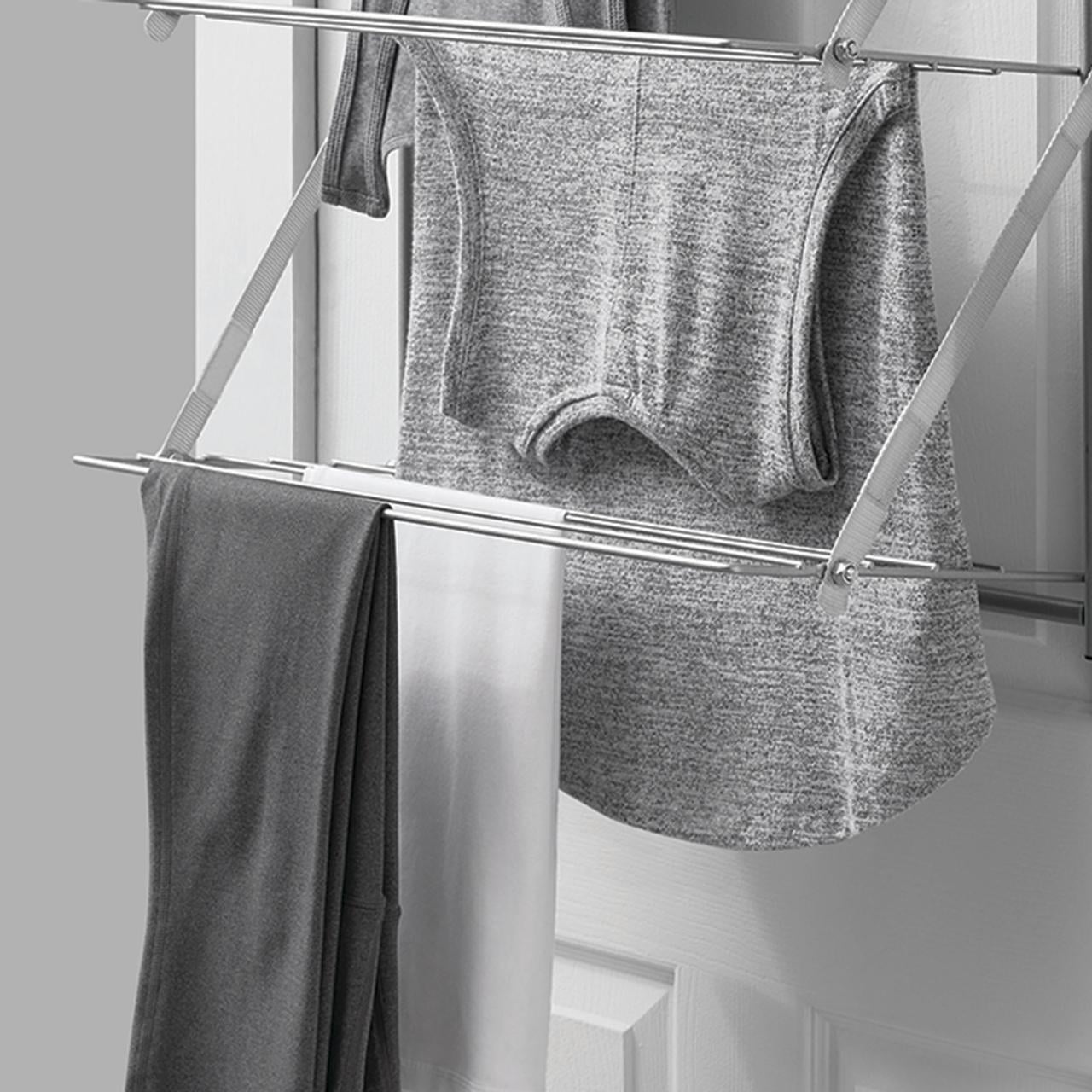 Mainstays 3-Tier Steel Over-the-Door Clothes Drying Rack, Silver