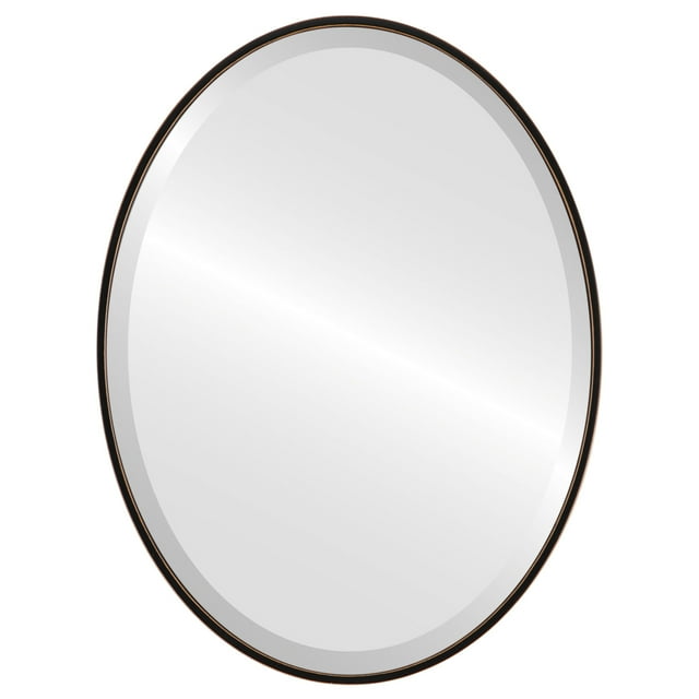 Singapore Framed Oval Mirror - Rubbed Black - 25" x 31"