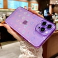 thumbnail image 4 of case for iPhone 14 Pro Max Case, Clear Laser Bling Glitter Cute Holographic Love Heart Pattern,Slim and Soft TPU Anti Scratch Shockproof Case for Women Girls Back Cover Purple, 4 of 14