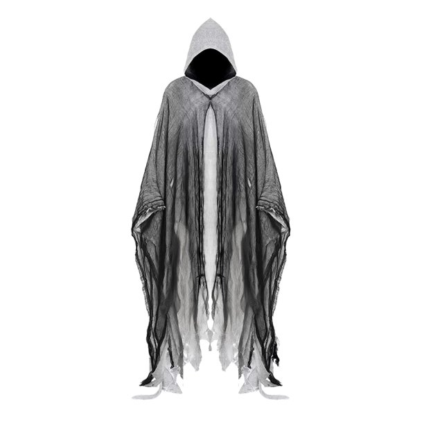 Disfraz de Halloween Horror Grim Reaper para hombre, disfraz de bruja con capa aterradora para hombre y mujer, capa con capucha para adultos, accesorios de cosplay (gris)