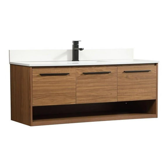 Elegant Decor Roman 48" Single Bathroom Vanity with Backsplash in Walnut Brown