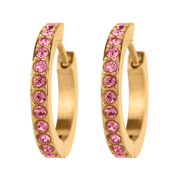 Aretes Mujer Oro 14k tipo Arracadas, LuckyLy Acero Inoxidable con Baño Oro 14k y Zirconia Cúbica – Joyería para Mujer Ideal como Regalos para Mujer Cumpleaños y Regalos para Mamá, Modelo Sari rosa