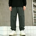 thumbnail image 4 of KyCheLot Cargo Sweatpants for Kids Solid Color Elastic Waist Lined Fleece Pants Trendy Thermal Sweatpants, 4 of 9