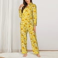 thumbnail image 2 of Honeii Cool Duck With Yellow Strip Print Women's Pajama Sets Long Sleeve Button Down Sleepwear Nightwear Soft Pjs Lounge Sets 2PCS-Large, 2 of 7