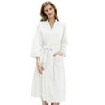 thumbnail image 3 of Matching Couples Pajamas Unisex Lightweight Lovers Robes Soft Warm Fleece Waffle Knit Solid Color Bathrobe Sleepwear Long Sleeve Loungewear with Pockets, 3 of 8