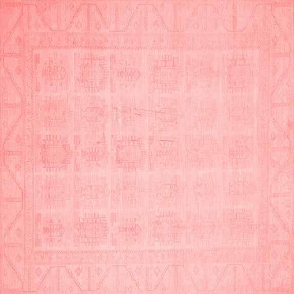 Ahgly Company Machine Washable Indoor Square Oriental Red Traditional Area Rugs, 5' Square
