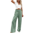 thumbnail image 2 of Delayuji Women's Linen Pants High Waist Wide Leg Pant Loose Fit Wide Leg Casual Beach Pants With Pockets, 2 of 5