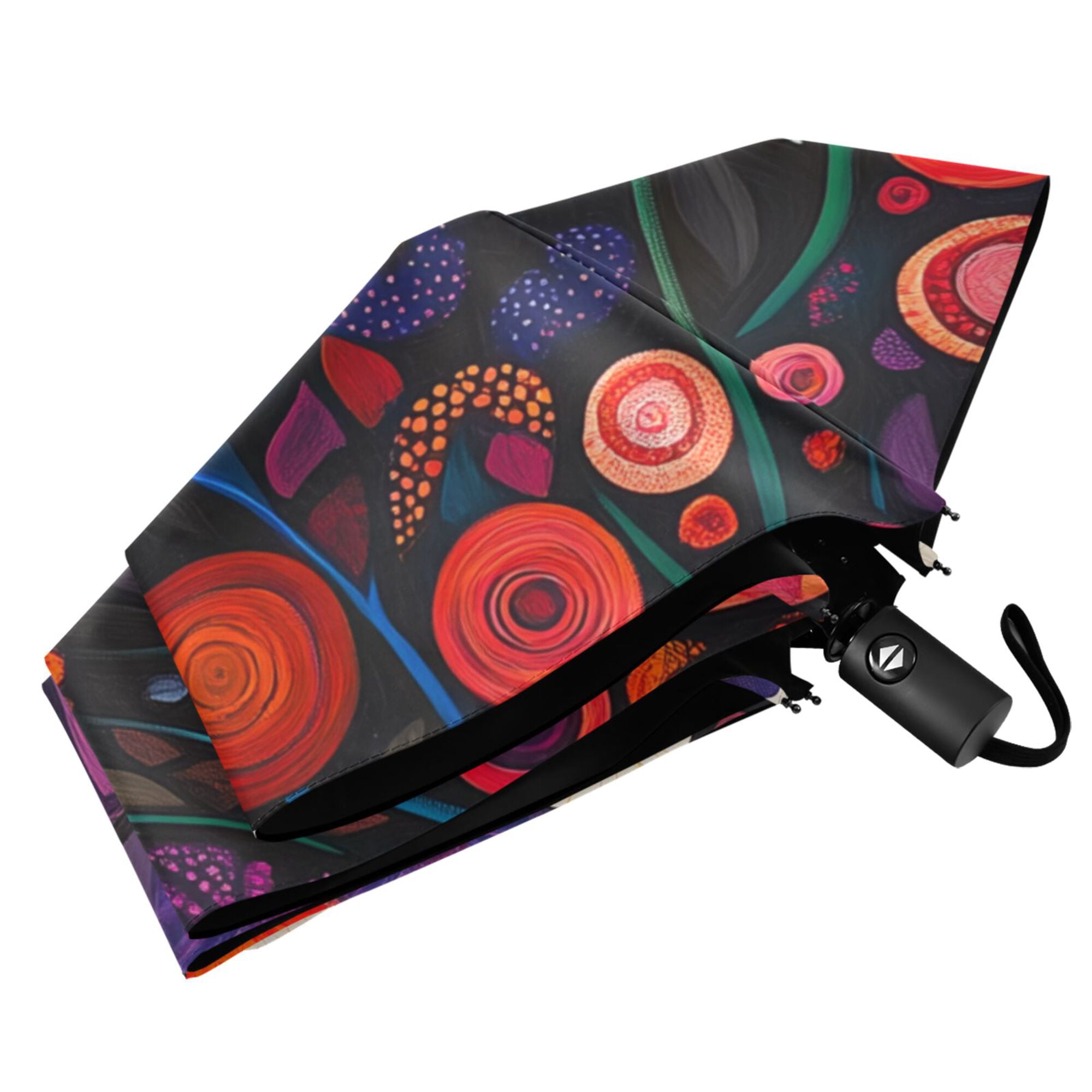 FORMRS Travel Umbrella Folding Auto Open Close Windproof Rain UV Protection, Purple Flowers