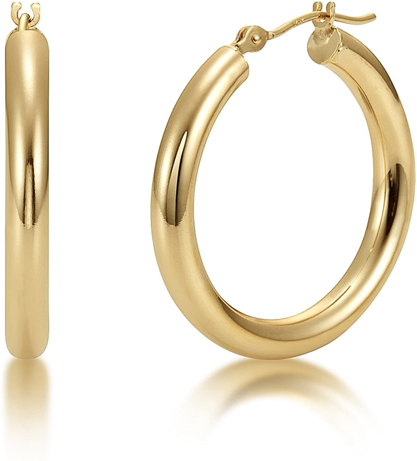 14 x 14 mm 14k Yellow Gold 3mm Thickness CZ Channel-set Hoop Huggies Earrings 