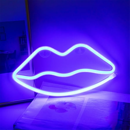 

DagobertNiko Latex Tube Night Light Lip Shape Battery Box Neon Light