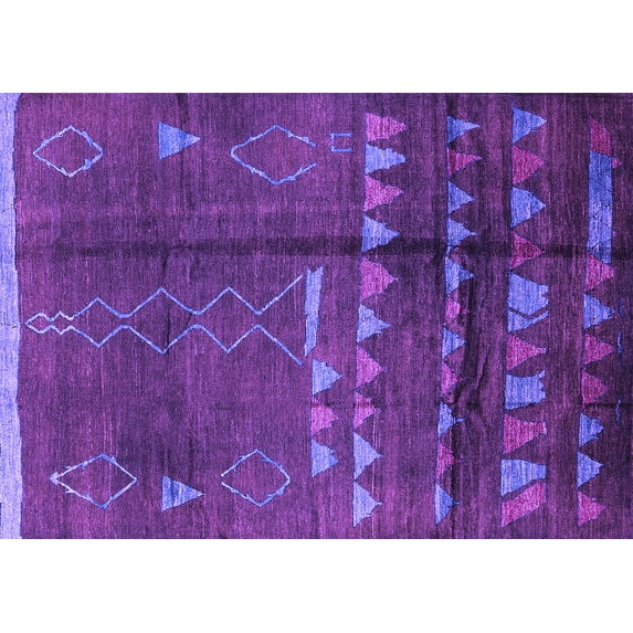 Ahgly Company Indoor Rectangle Solid Purple Modern Area Rugs, 7' x 9'