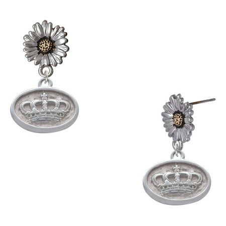 Delight Jewelry Silver-tone Crown – Oval Seal – Two-tone Daisy Flower Post Earrings Delight Jewelry Silver-tone Crown – Oval Seal – Two-tone Daisy Flower Post Earrings
