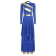 thumbnail image 3 of Sholeno Womens Liturgical Praise Dance Outfits Worship Dancewear Overlay Dress with Wide-Leg Pants 2-Piece Sets Royal Blue M, 3 of 7