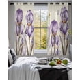 thumbnail image 3 of Purple Iris Sheer Curtains 45 Inch Length 2 Panels Set for Living Room/Bedroom, Spring Vintage Butterfly Leaves Flowers Beige Kitchen Curtains Grommet Semi-Sheer Curtains Window Treatments 42"x45"x2, 3 of 7