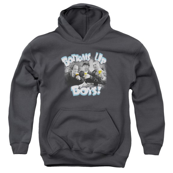 Three Stooges Bottoms Up Youth Pullover Hoodie Sweatshirt Charcoal