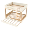 thumbnail image 5 of Harper & Bright Designs Queen Size Bunk Bed with Trundle and Bookshelf, Wood Bunk Bed Frame with Stairs and Guardrail for Boys and Girls, Natural+Beige, 5 of 12