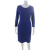 Pre-owned|Escada Womens Crew Neck Zip Back Blue 3/4 Sleeve Pencil Dress Size 38