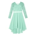 thumbnail image 5 of YONGHS Girls Elegant Lace Flower Girl Dress Long Sleeve A-Line High Low Hem Junior Bridesmaid Dress Mint Green 12, 5 of 7