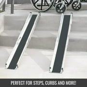 DMI 5 ft Telescoping Adjustable Wheelchair Ramps, Portable Aluminum Pair, 3–5 ft Length, 660 lb Capacity