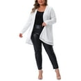 thumbnail image 2 of Agnes Orinda Women's Plus Size Sequin Cardigans Sparkly Open Front Long Sleeve Outerwear Coat Glitter Jacket 1X Silver, 2 of 5