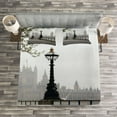 thumbnail image 3 of Ambesonne London Quilted Bedspread Set 3 Pcs, Westminster Tower Bridge, King Size, Multicolor, 3 of 3