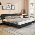 thumbnail image 3 of Giantex Queen Upholstered Platform Bed Frame with Linen Headboard Wood Slat Gray, 3 of 7