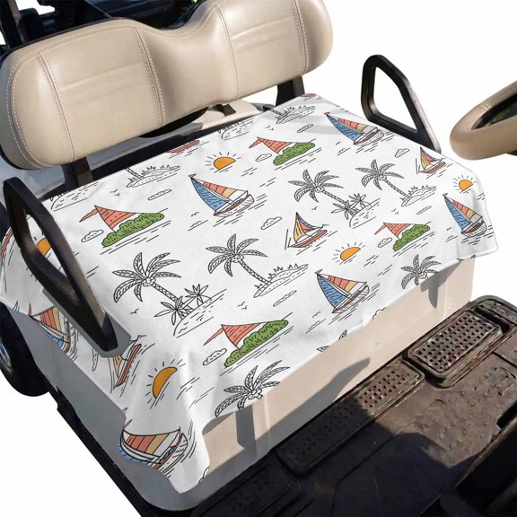 Golf Cart Seat Cover Sailing Surfing Club Car Golf Cart Seat Covers Soft Absorbent Golfcart Towel Blanket Tropical Palm Trees Golf Seat Covers for Cart Decor Fits 2 & 4 Passenger 51"x31"