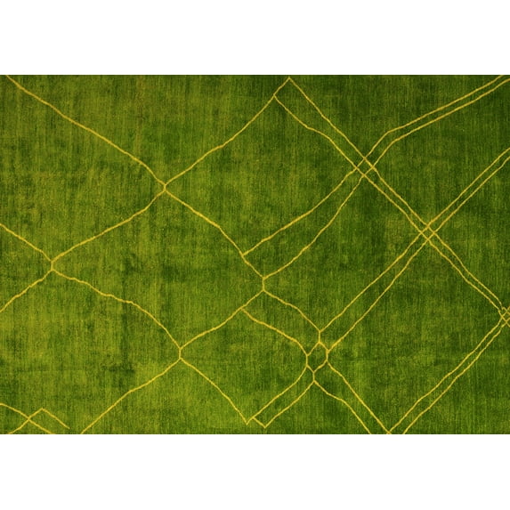 Ahgly Company Indoor Rectangle Abstract Yellow Modern Area Rugs, 2' x 3'