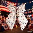 thumbnail image 1 of CaiYueKe Independence Day Bow Decoration Red White Blue Patriotic Door Hanging with Star Print, Reusable Holiday Party Decor for Wreaths Mantels Porch Decorations, 1 of 7