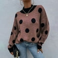 thumbnail image 2 of Sweaters for Women Casual Crew Neck Polka Dot Long-Sleeved Pullover Fall Outerwear,Brown,L, 2 of 6