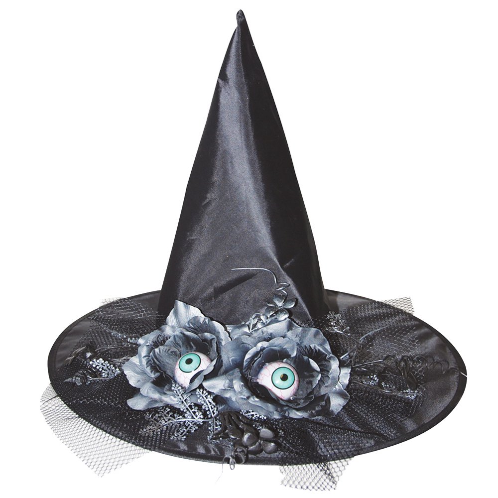 17in. Witch Hat with Eyes and Flowers Halloween Decoration Walmart