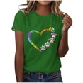thumbnail image 2 of Lilgiuy National Pet Day Dog Paw Love Heart Print T-Shirt for Women Summer Short Sleeve Graphic Tee Shirts Blouse Colorful Dog Mom Tee Tops Casual Crewneck Tees(Green,2XL), 2 of 4