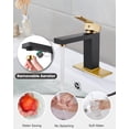 thumbnail image 4 of Bathroom Faucet 1 Hole, Single Handle Stainless Steel Bathroom Sink Faucet, Modern Vanity Faucets with Deck Plate,Water Supply Hoses and Pop Up Drain,Matte Black and Brushed Gold Plate, 4 of 18