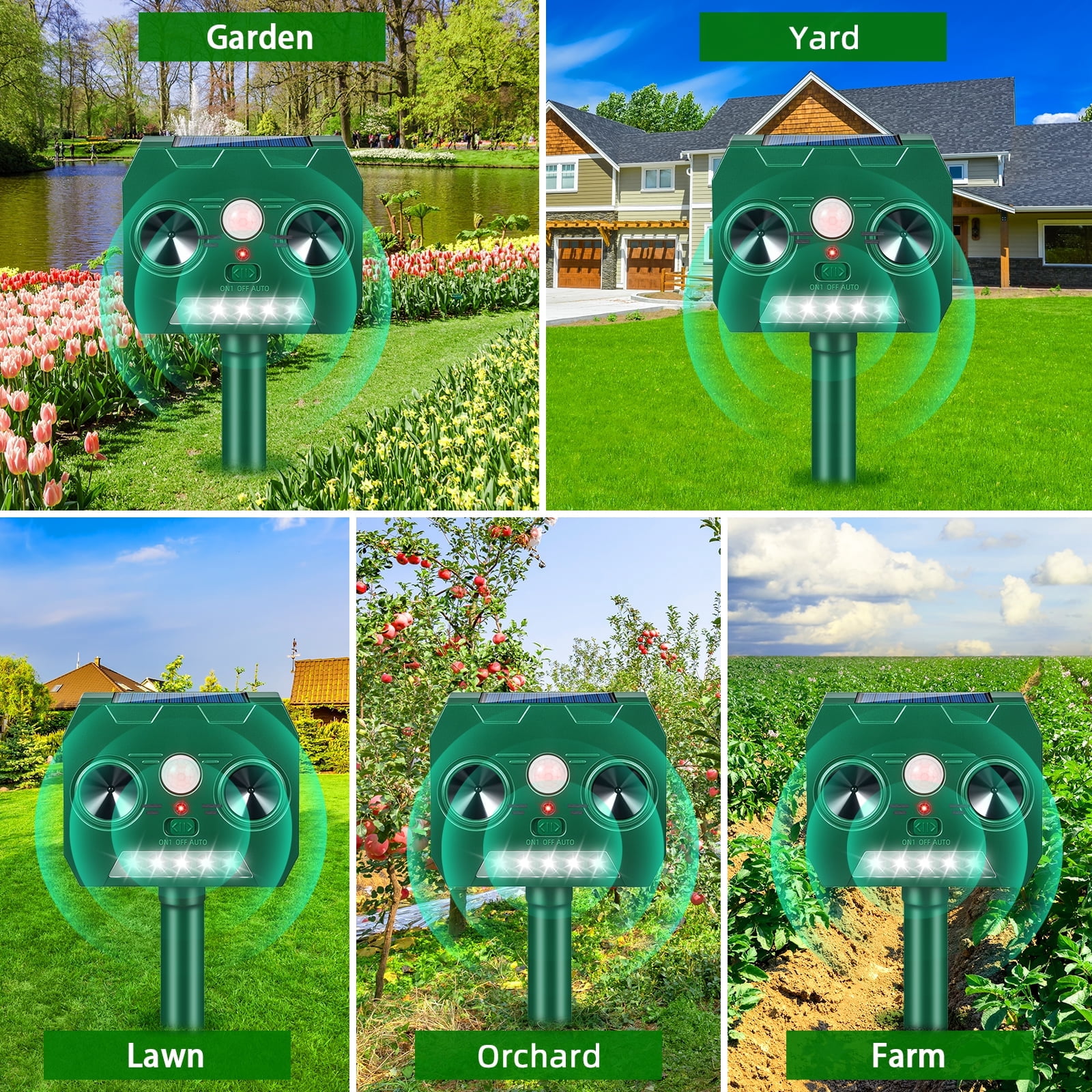 JahyEelc Animal Repellent,2 pack Outdoor Ultrasonic Solar Device Motion Sensor Loud Sound Waterproof - Effective Animal Deterrent - Protect Your Property
